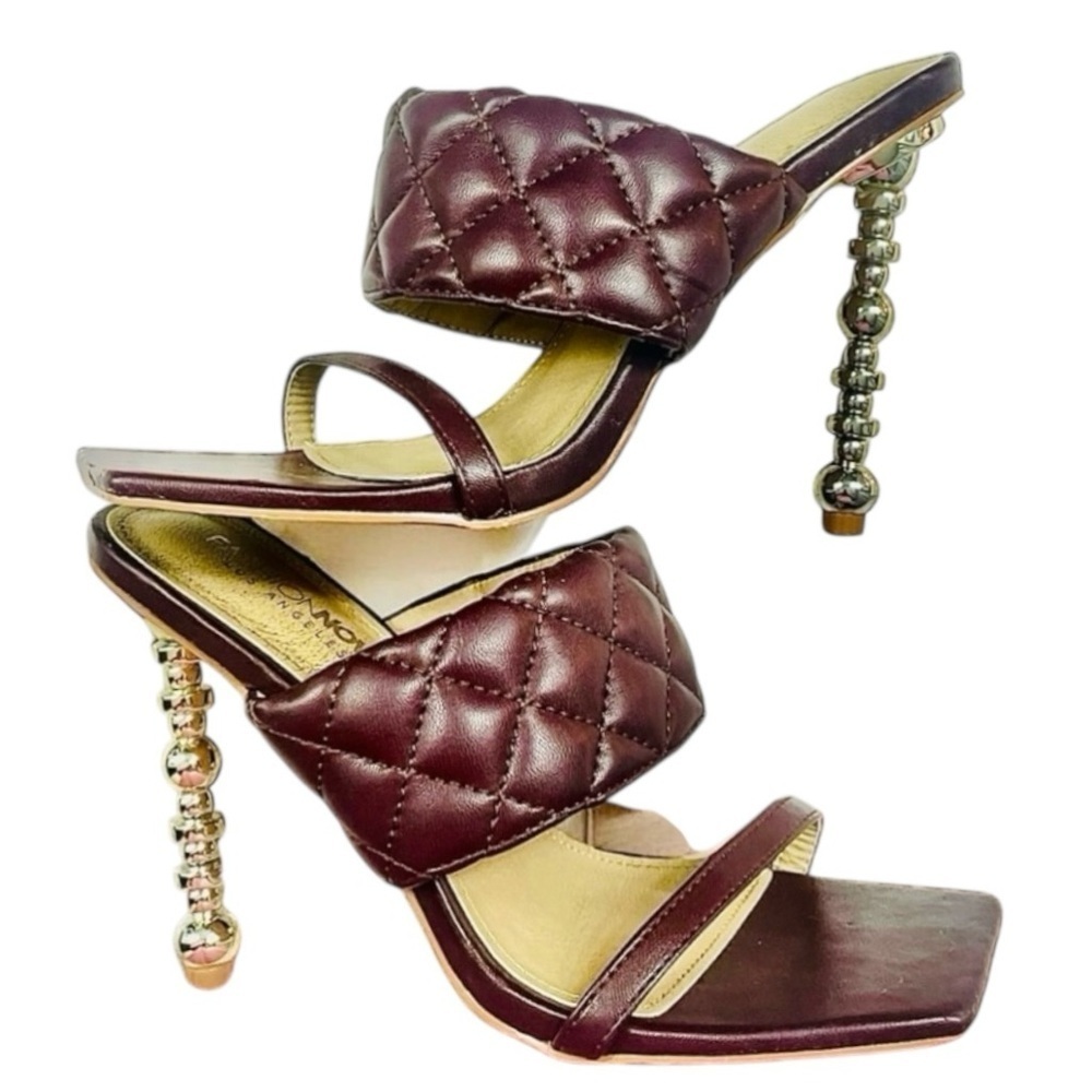 Fashion Nova Brown Quilt Sandals Shoes 8 - Picture 2 of 8